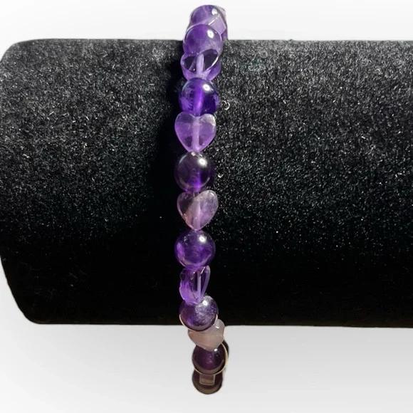 6mm Amethyst Heart Bracelet - Picture 1 of 2
